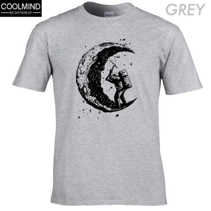 [Updated] 100% cotton digging the moon print casual mens o - neck t shirts fashion men's tops men T-shirt short sleeve men tshirt 2017 - Huzhop04