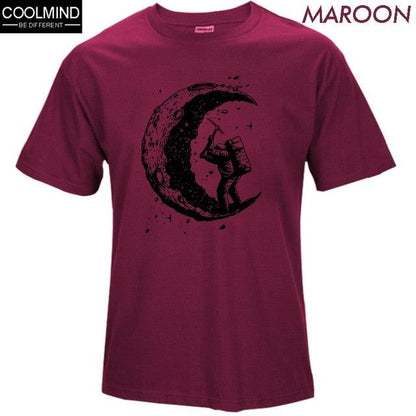 [Updated] 100% cotton digging the moon print casual mens o - neck t shirts fashion men's tops men T-shirt short sleeve men tshirt 2017 - Huzhop04