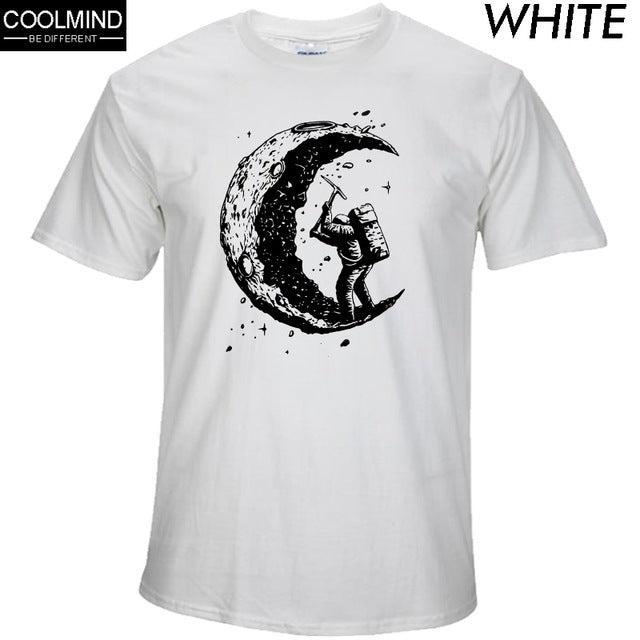 [Updated] 100% cotton digging the moon print casual mens o - neck t shirts fashion men's tops men T-shirt short sleeve men tshirt 2017 - Huzhop04