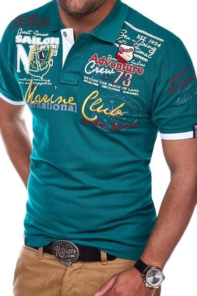 ZOGAA Short Sleeve Casual T Shirts Turn - down Collar Letter Polyester Men Fashion Personality 2019 T Shirt Men - Huzhop04